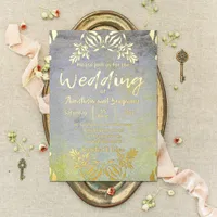 Classic Elegant Luxury Baroque Gold Border Wedding Foil Holiday Card