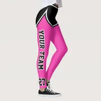 Sports Team Name Number Black Pink Dot Shorts Leggings