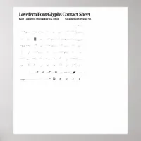 Lovefern Font Glyphs Contact Sheet Poster