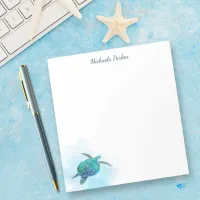 Sea Turtle Watercolor Ocean Personalized Notepad