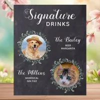 Rustic Signature Drinks Pet Wedding Cocktail Bar Foam Board
