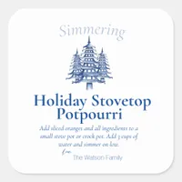 Blue Christmas Pagoda Tree Stovetop Potpourri  Square Sticker