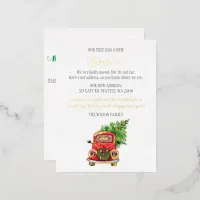 Cute Christmas Tree Car We've Moved Moving  Foil Holiday Postcard