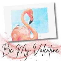 Watercolor Pink Flamingo School Valentine's Day Note Card