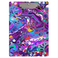 Purple, Blue Colorful Bubbles Abstract Modern   Clipboard