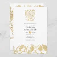 Chic Gold Floral Bridesmaids Luncheon Invitation