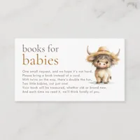 Cute Highland Cow Twins Books for Baby Shower  Enclosure Card