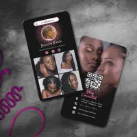 Instagram Glitter Neon Pink African Hair Braiding Business Card