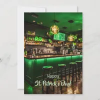 Irish pub ready for St. Patrick's Day party Holiday Card