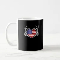 Skeleton Hand Heart 4th Of American Flag Patriotic Coffee Mug