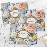 Elegant Watercolor Flowers with Golden Frame File Folder