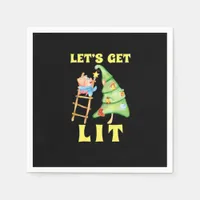 Let's Get Lit Funny Christmas Drinking Classic Napkins