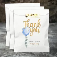 Blue Balloon Baby Shower Favor Bag with Eucalyptus