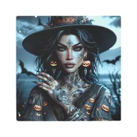 Pretty Gothic Witch with Tattoos Halloween   Metal Print