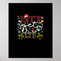 Let's Get Lit Drinking Santa Christmas Lights Poster