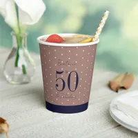 Navy & Mocha | 50 & Fabulous Birthday Party  Paper Cups