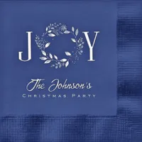 Elegant Joy Wreath Personalized Christmas Party Foil Napkins