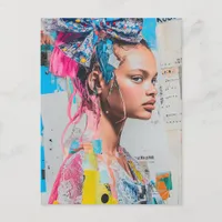 A bow in her hair lady Collage Postcard