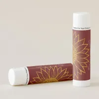 Elegant Glitter Sunflower Dark Red Cover Lip Balm