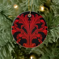 Unique Vintage Swirl Ombre Red Design Ceramic Ornament