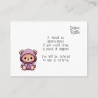 Baby diaper raffle enclosure card