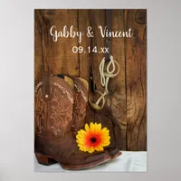 Cowboy Boots, Daisy and Horse Bit Western Wedding Poster