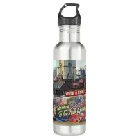 Welcome to Dubuque, Iowa Sign with American Flags Stainless Steel Water Bottle