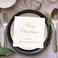 White gold Christmas Dinner Party Foil Napkins