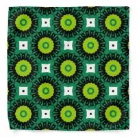 Lime Green Black & White Mosaic Geometric Pattern Bandana