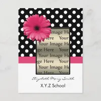 pink polka dot daisy photo Graduation Invitation