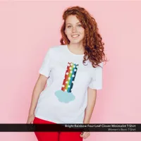 Bright Rainbow Four-Leaf Clover Minimalist T-Shirt