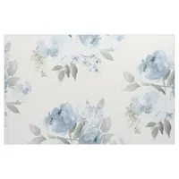 Dusty Blue Wedding Bridal Shower Watercolor Floral Fabric