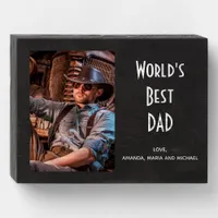 Father best dad black photo wooden box sign