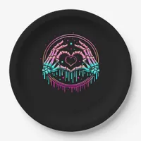 Heart Sign Skeleton Hand - Spooky Skeleton Hallowe Paper Plates