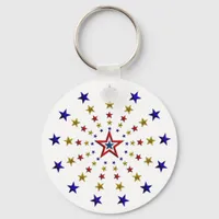 Pattern of Patriotic Stars Keychain