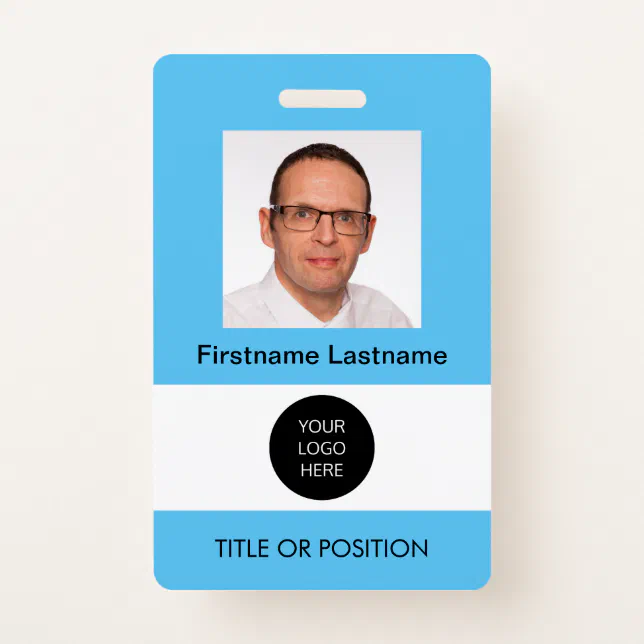 Photo ID Light Sky Blue Name Badge