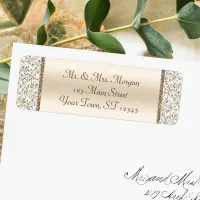 Champagne Damask Wedding Return Address Label