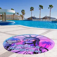 America 250 Liberty & Margaritas Patriotic Round Beach Towel