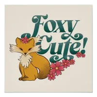 Foxy Cute with Flowers Poster