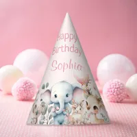 Wildlife Cute Animals Pink Birthday Party Party Hat