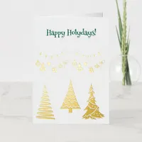 Golden Foil Christmas Trees Simple Elegant  Foil Greeting Card