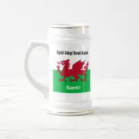 Happy St. David's Day Red Dragon Welsh Flag Beer Stein