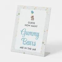 Sweet Baby Boy Shower Gummy Bear Guessing Game Pedestal Sign