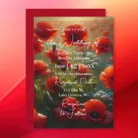 Red Poppies Floral Wedding  Invitation