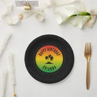 Jamaican Reggae Vinyl Record Birthday Paper Plates