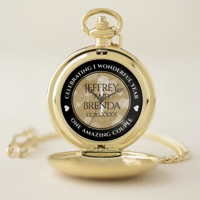 Elegant 1st Paper Wedding Anniversary Celebration Pocket Watch