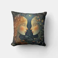 Gemini Twins Zodiac Astrology Celestial Birthday Throw Pillow