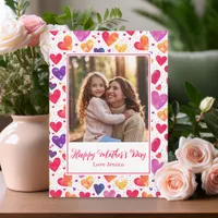 Colorful Watercolor Hearts Mother's Day Photo  Holiday Card