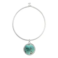 Turquoise Stone Image Bangle Bracelet Round Charm