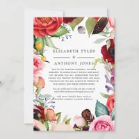 Watercolor Boho Floral Reduced Wedding Guest List Announcement